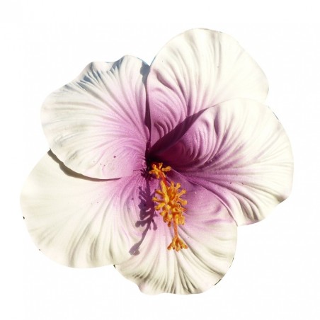 Très gros Hibiscus coeur violet sur tige métal
