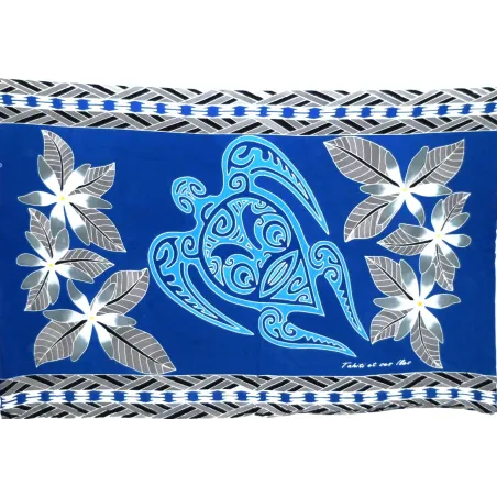 Paréo bleu Tatouage Tortue
