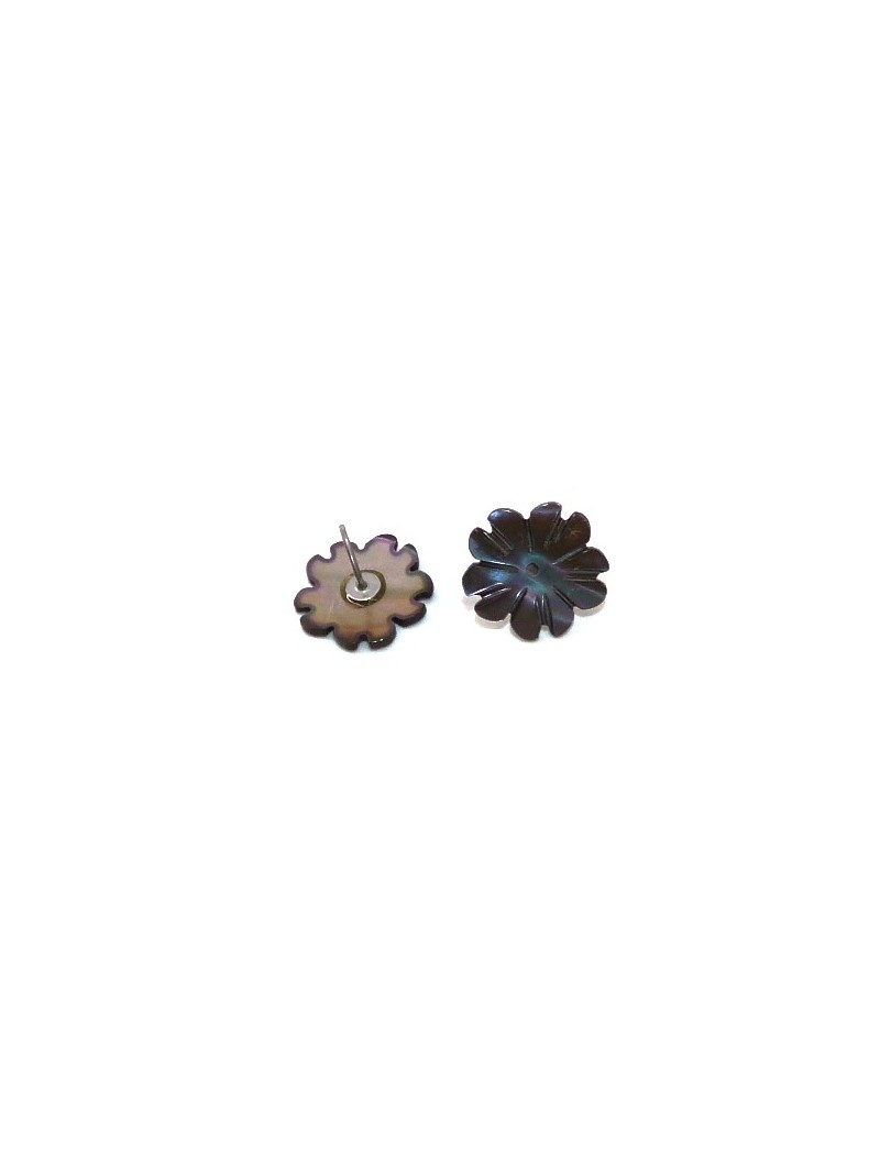 Boucle d'oreille en Nacre motifs hibiscus