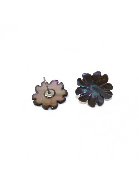 Boucle d'oreille en Nacre motifs hibiscus