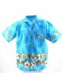 Chemise hawaïenne turquoise Frise Hibiscus