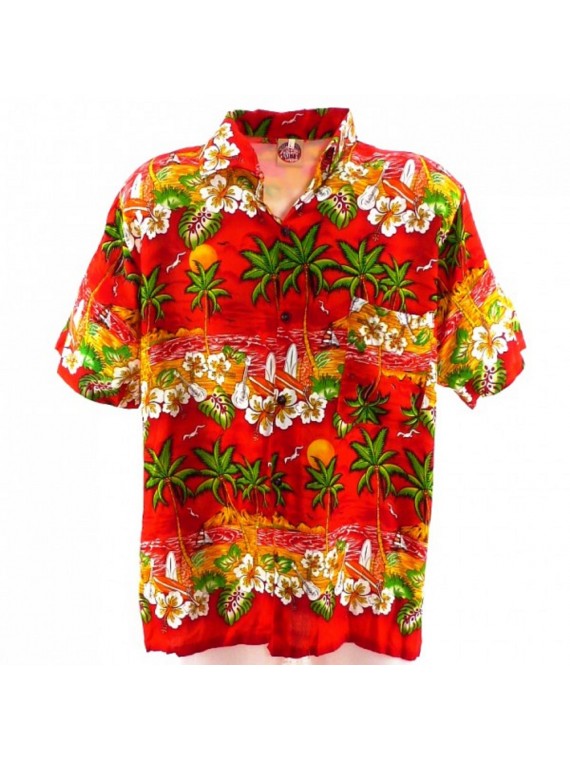 Chemise rouge Hawaïenne Plage