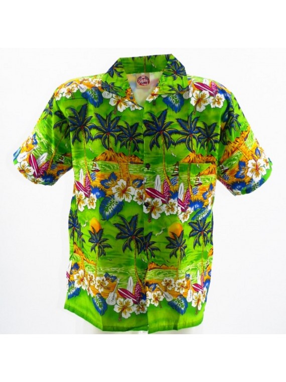 Chemise Hawaïenne verte plage