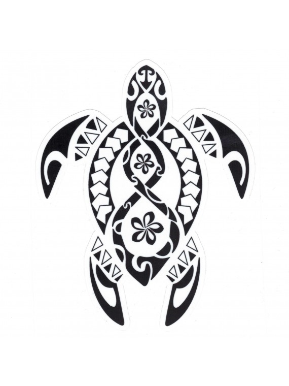 Autocollant Tatouage Tortue triple frangipane Noir