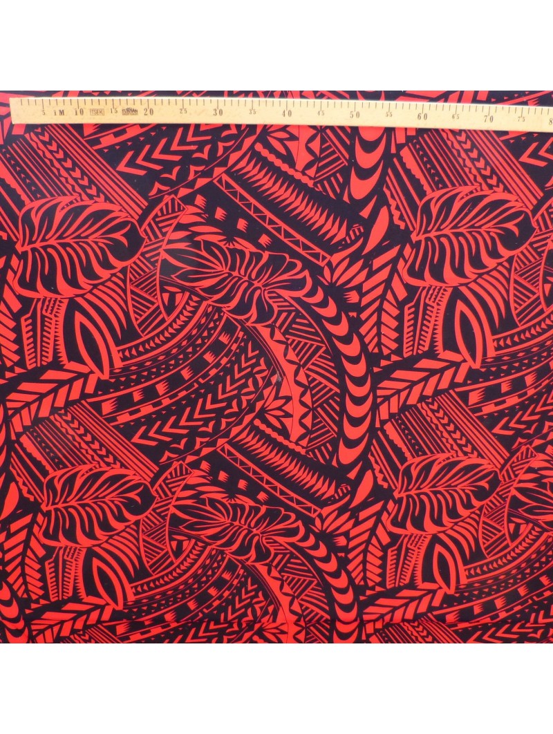 Tissu rouge et noir Tatouage Polynésien