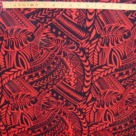 Tissu rouge et noir Tatouage Polynésien