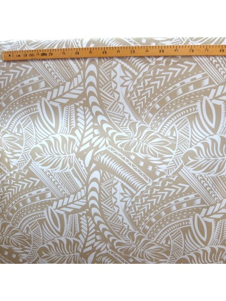 Tissu Crème Tatouage Polynésien