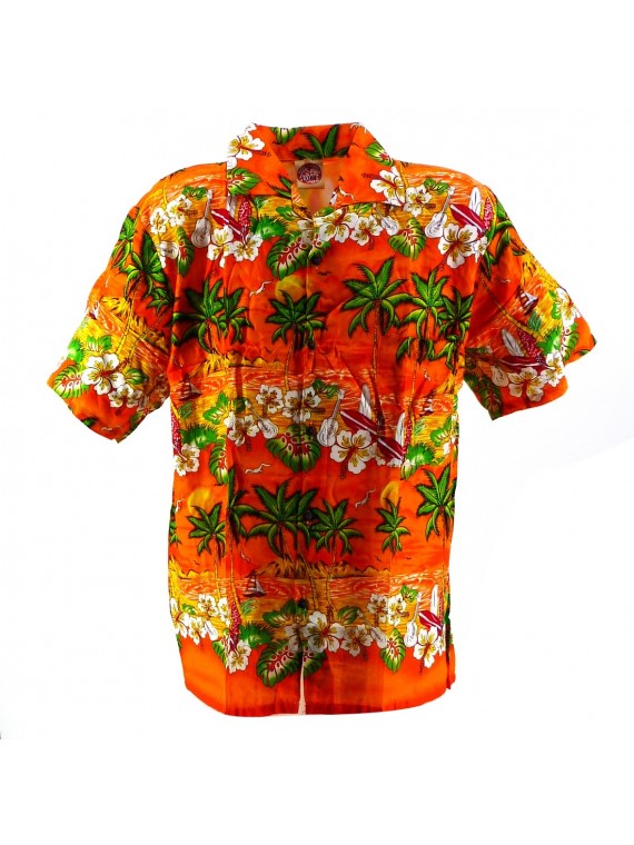 Chemise Hawaïenne orange Plage