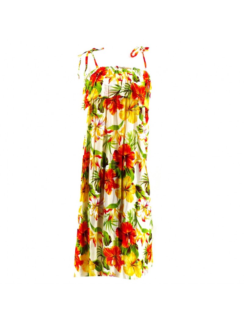 Robe volant poitrine Champ dhibiscus