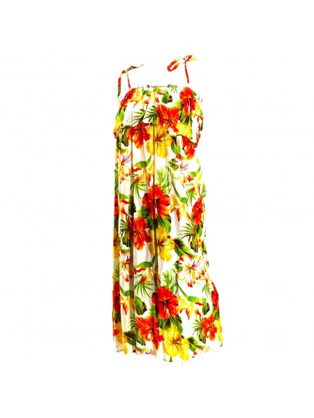 Robe volant poitrine Champ dhibiscus Robe volant poitrine Champ dhibiscus