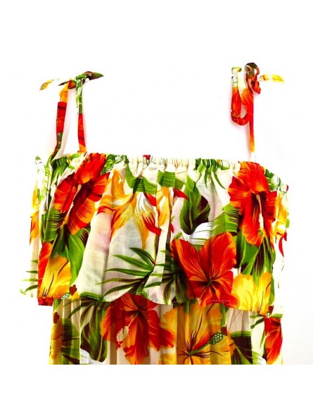 Robe volant poitrine Champ dhibiscus