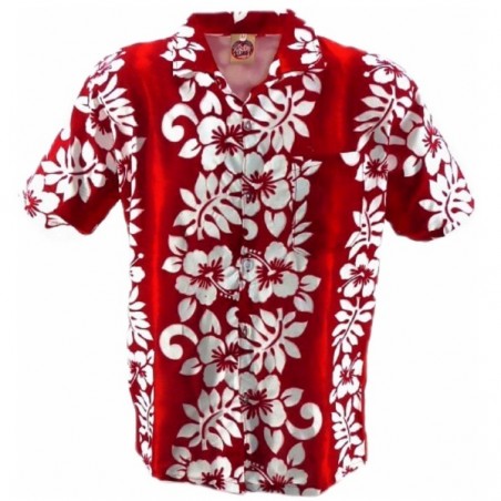 Chemise Hawaïenne rouge Line