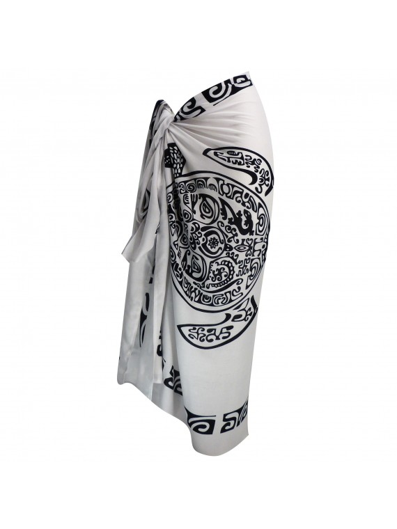Paréo blanc tatouage double tortues