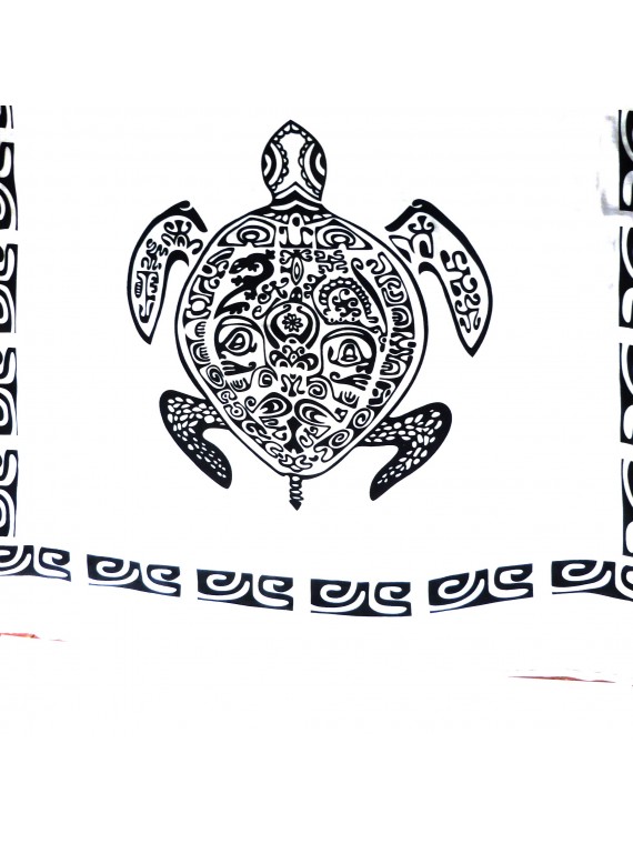 Paréo blanc tatouage double tortues