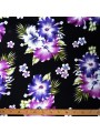Tissu noir fleurs violet Rangiroa