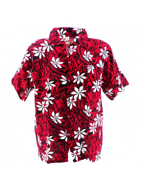 Chemise Hawaïenne rouge tiaré tatouage