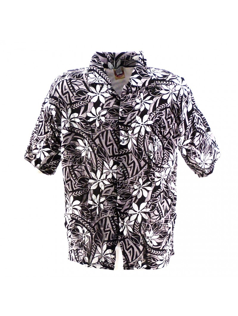 Chemise Hawaïenne anthracite tiaré tatouage