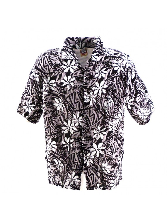 Chemise Hawaïenne anthracite tiaré tatouage