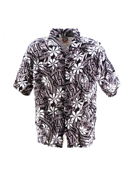 Chemise Hawaïenne anthracite tiaré tatouage