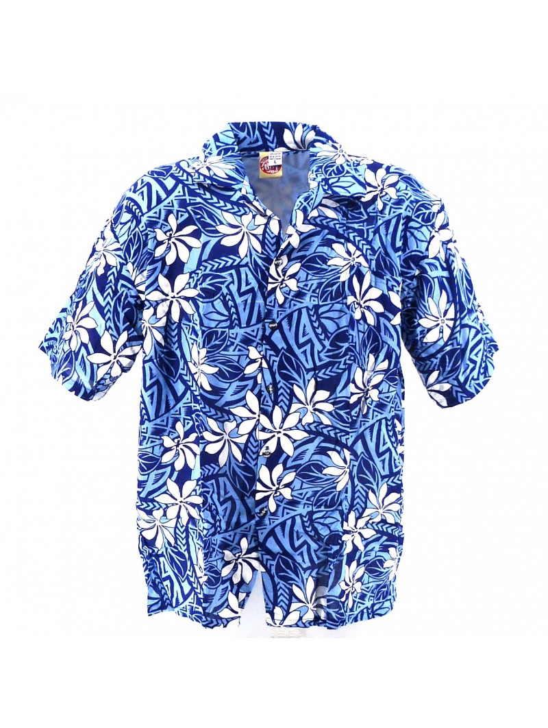 Chemise Hawaïenne bleu tiaré tatouage