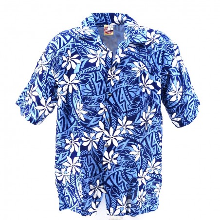 Chemise Hawaïenne bleu tiaré tatouage