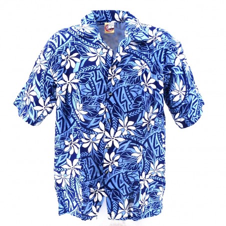 Chemise Hawaïenne bleu tiaré tatouage