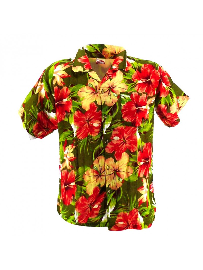 Chemise Hawaïenne verte Maupiti