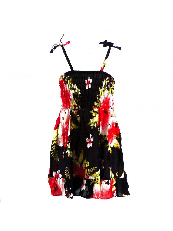 robe enfant noir hibiscus rouge