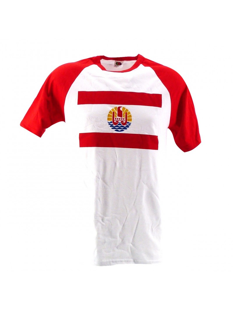 T-shirt rouge et blanc drapeau polynesien