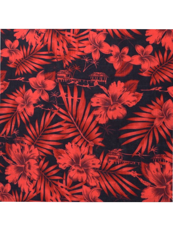 Tissu Tahitien rouge et noir Moho