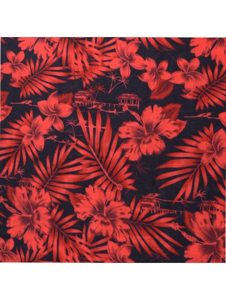 Tissu Tahitien rouge et noir Moho