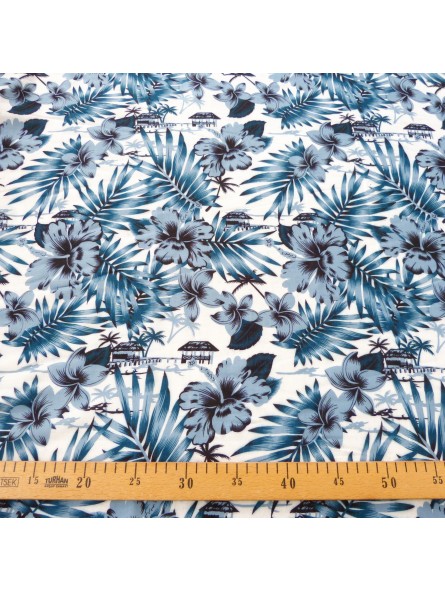 Tissu petites fleurs bleu canopée Tissu petites fleurs bleu canopée
