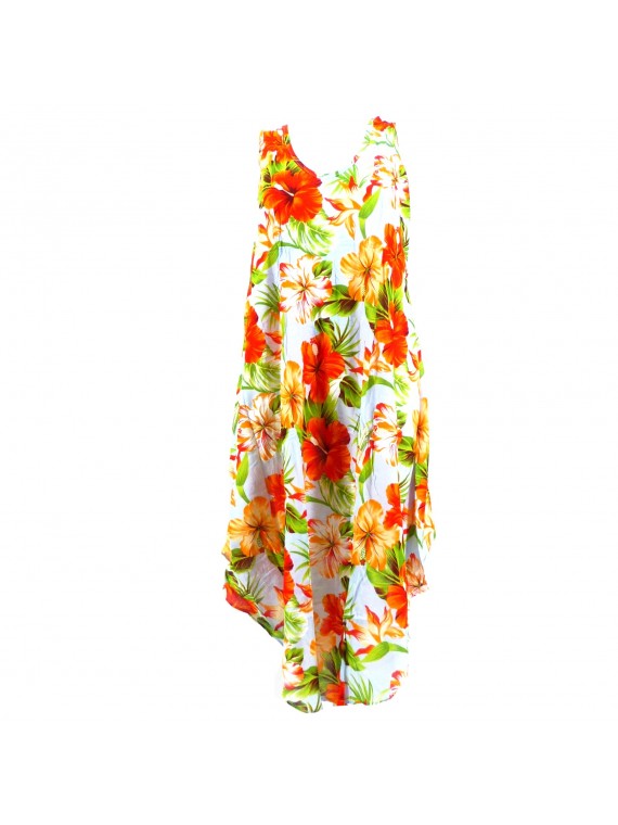 Robe tunique bleu claire grande taille champ d'hibiscus