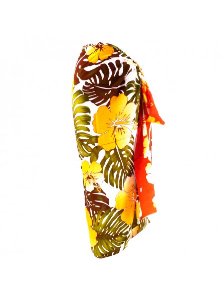 Paréo orange hibiscus feuille de ceriman