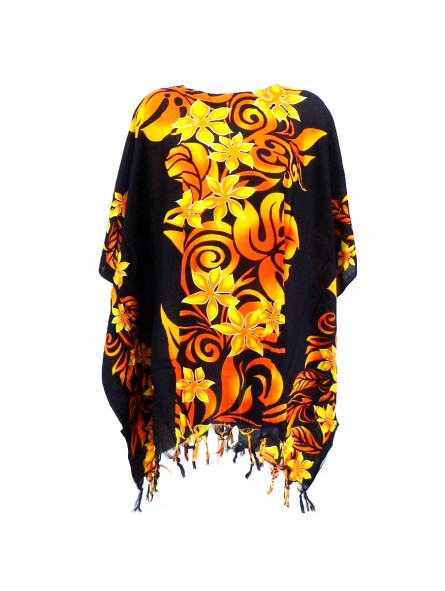 Tunique Femme couleur noir et or motif fleurs
