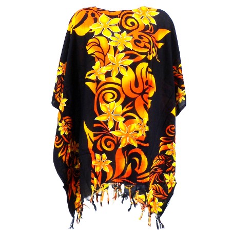 Tunique Femme couleur noir et or motif fleurs