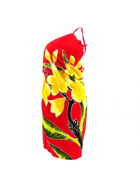Robe paréo rouge frangipanes sur branche