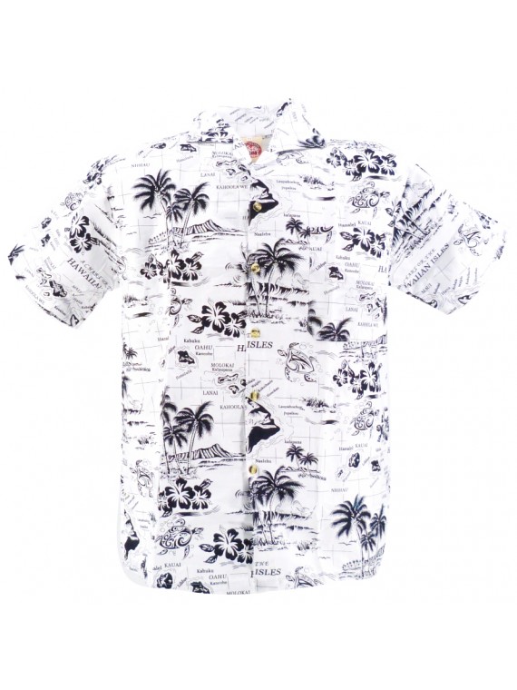 chemise hawaienne blanche petit paysage