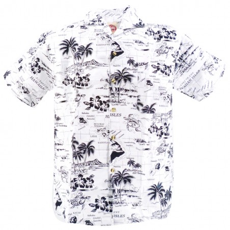 chemise hawaienne blanche petit paysage