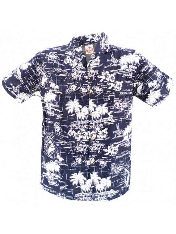 Chemise hawaïenne noire Hawaiian