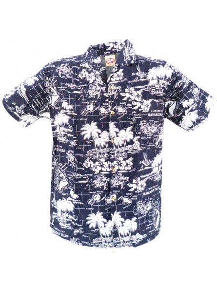 Chemise hawaïenne noire Hawaiian