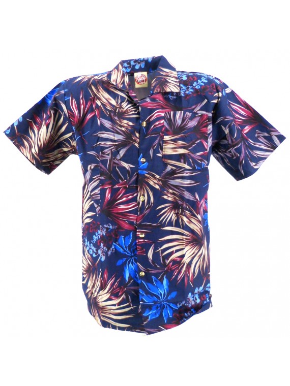 Chemise hawaïenne Apetaï colore bleu nuit
