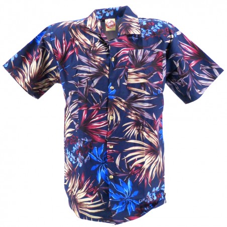 Chemise hawaïenne Apetaï colore bleu nuit