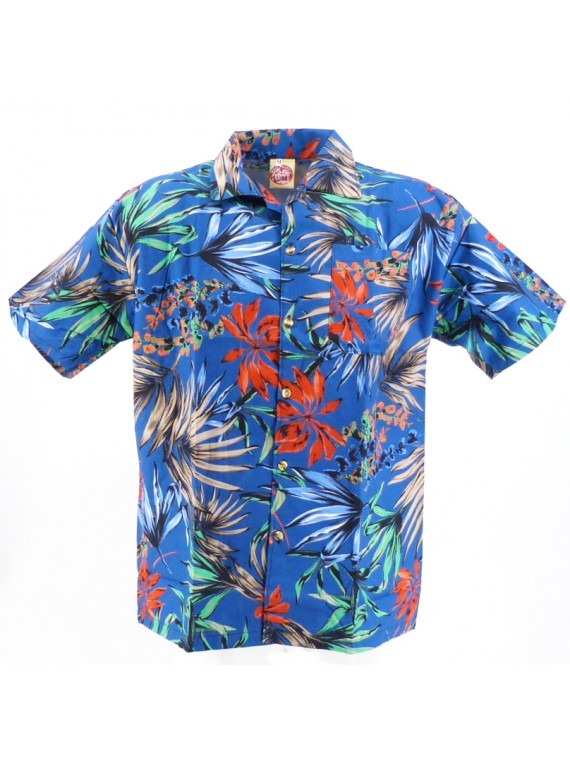 Chemise hawaïenne Apetaï colore bleu gris
