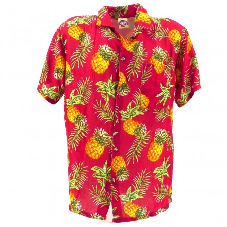 Chemise Hawaïenne couleur Fushia motif Ananas