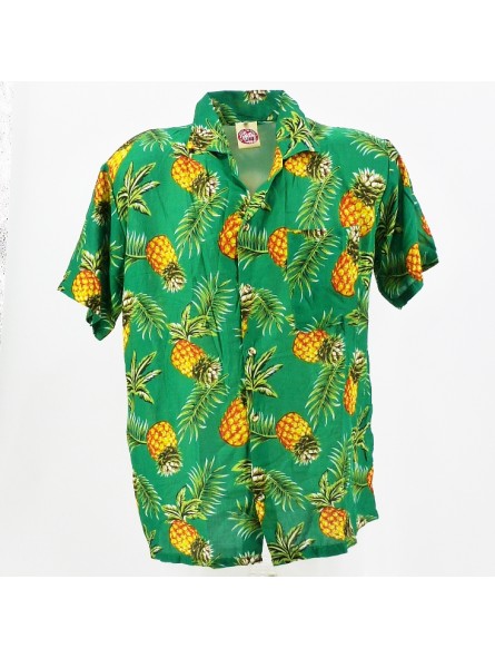 Chemise Hawaïenne couleur verte motif Ananas