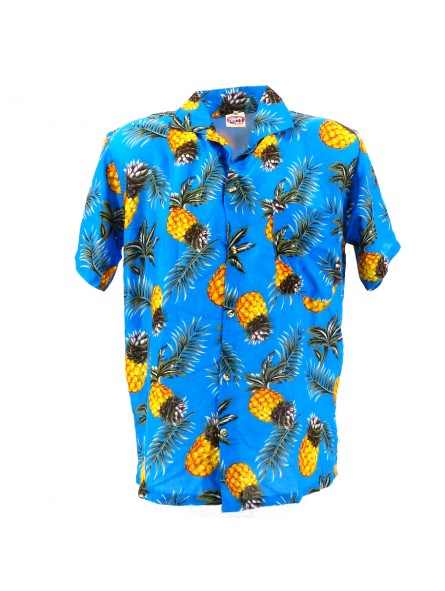 Chemise Hawaïenne couleur bleu motif Ananas