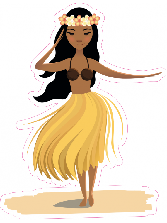 Autocollant Vahiné danse - jaune