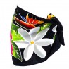 Mini paréo Fleurs de Tahiti Noir