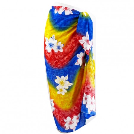 Paréo bleu et rouge arc en ciel Tipanié